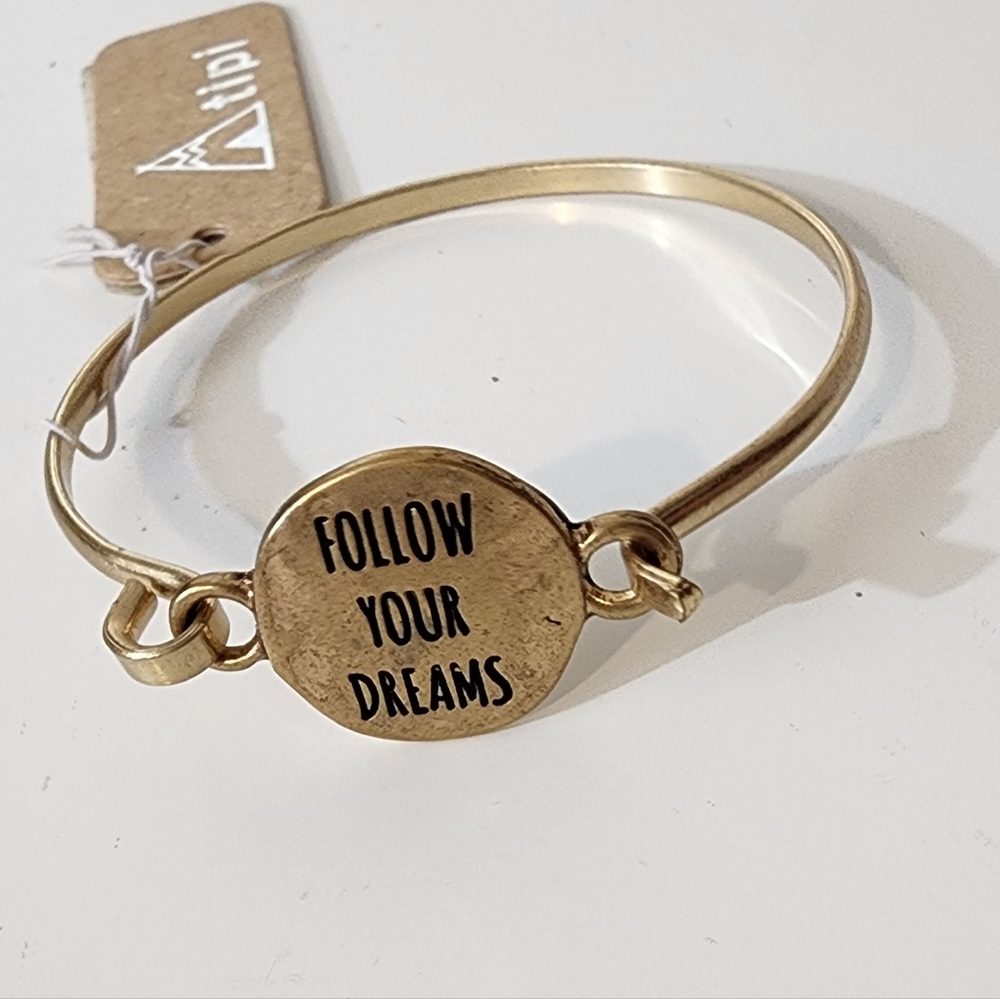 Follow Your Dreams brass bracelet